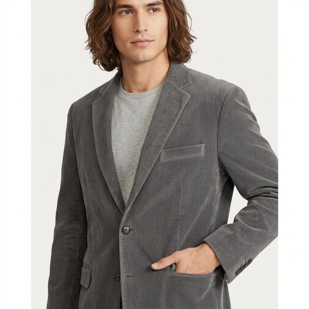 Lauren Ralph Lauren Gray Corduroy Lined Blazer Men Size 48R